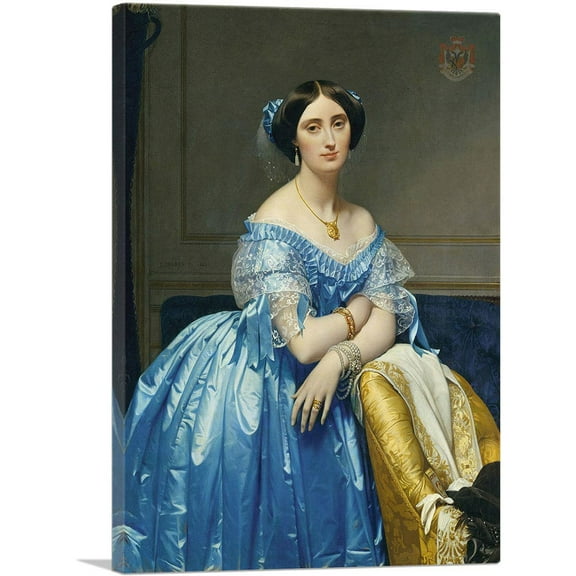 ARTCANVAS Portrait Of The Princesse De Broglie 1853 Canvas Art Print by Jean Auguste-Dominique Ingres - Size: 26" x 18" (0.75" Deep)