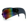 thumbnail image 6 of XL Oversized Rimless Shield Futuristic Wrap 80s Funky Robotic Sunglasses Teal Mirror, 6 of 8