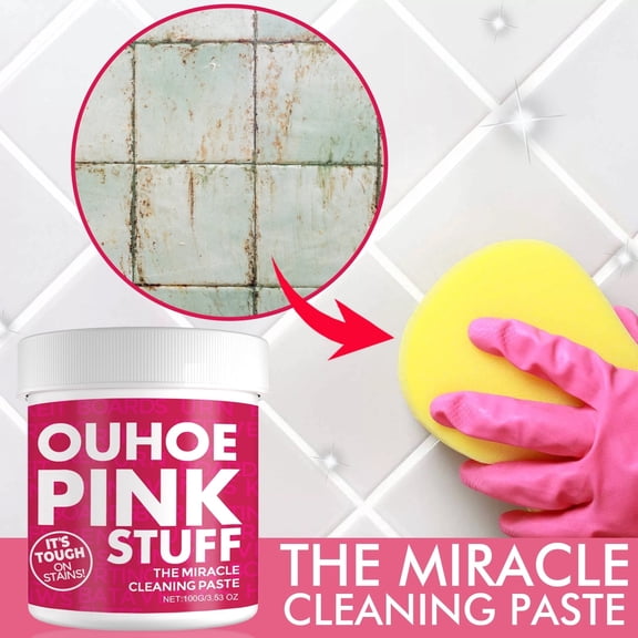 2PACKS  Pink Heavy Duty Cleaning Gel, 2-in-1 Paste for Kitchen Grease & Bathroom Limescale, Removes Stains from Tiles, Sinks, Cooktops, Showers - Tough Cleaner