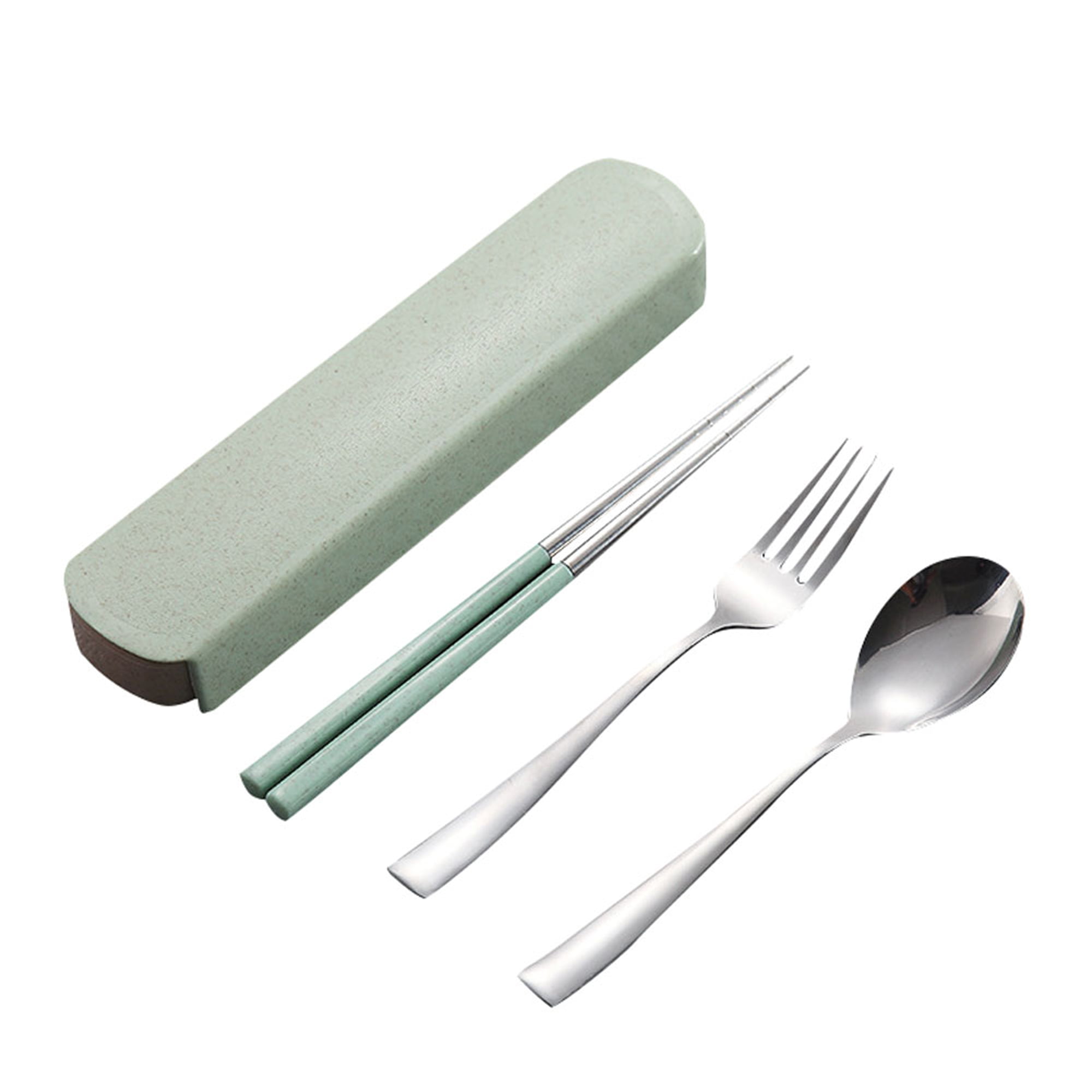 1set Environmental Portable Fork Spoon Chop for School Travel Hiking 