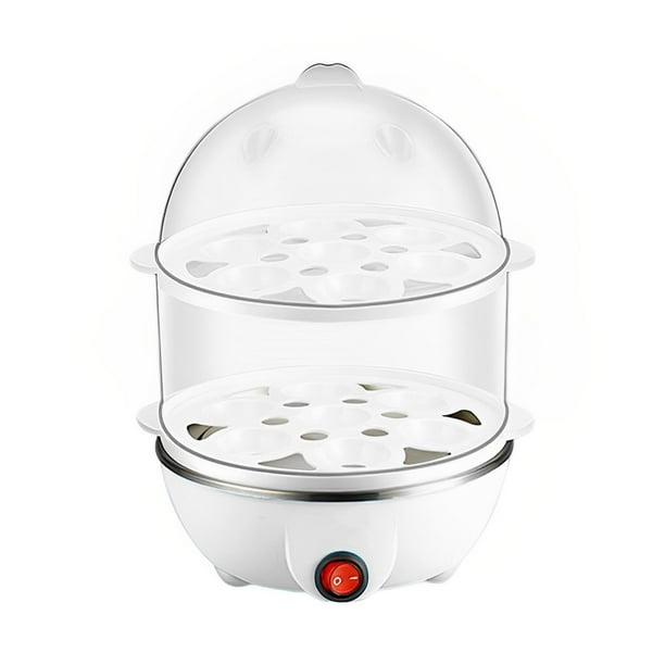Bewildely Caldera de 7 huevos multifunción de calentamiento rápido de doble capa Mini vaporizador escalfador herramientas de cocina de apagado Electrodomésticos Blanco/Doble Capa