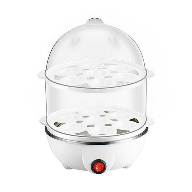 Bewildely Caldera de 7 huevos multifunción de calentamiento rápido de doble capa Mini vaporizador escalfador herramientas de cocina de apagado Electrodomésticos Blanco/Doble Capa