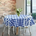 thumbnail image 6 of Infinity Collection Spill Proof Fabric Buffalo Check Plaid Tablecloth Matching Border Stain Resistant Wrinkle Resistant for Dining Room Kitchen Restaurant Indoor Picnic (Blue and White,70" Round), 6 of 7