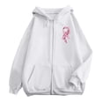 thumbnail image 4 of Shadoumai Womens Breast Cancer Awareness Hoodies Full Zip Up Jacket Ribbon Graphic Oversized Sweatshirt Jackets Fall Winter Clothes, 4 of 6