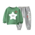 thumbnail image 2 of SGFCWSX Girls Sweatsuit Sets Long Sleeve Fall Outfits 2 Piece Skinny Sweatpants and Sweatshirts Set Green Size 5 Years, 2 of 3