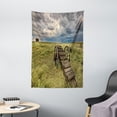 thumbnail image 1 of Barn Wood Wagon Wheel Tapestry, Old Prairie Cart Agricultural Field Ranch Dramatic Stormy Sky, Wall Hanging for Bedroom Living Room Dorm Decor, 40W X 60L Inches, Green Brown Grey, by Ambesonne, 1 of 2