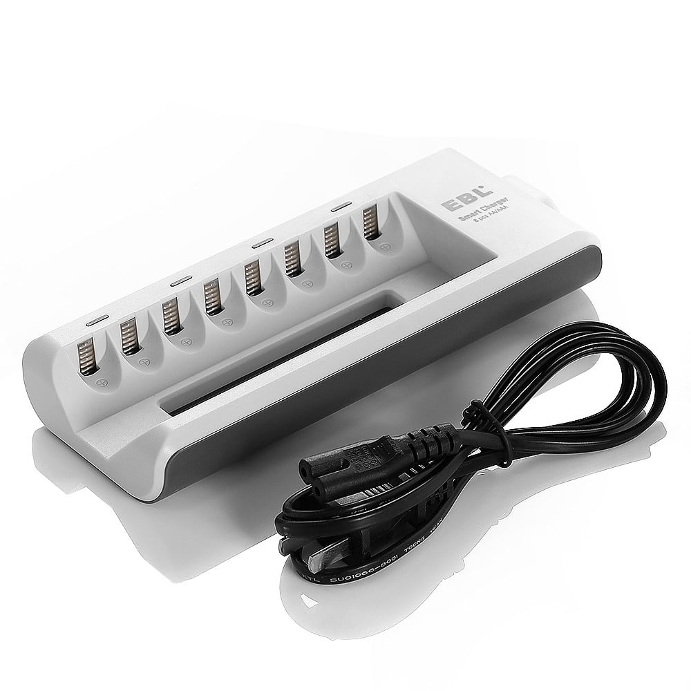 8 Bay AA AAA NI-MH NI-CD Rechargeable Battery Charger with Dual USB Port Charger 