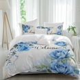 thumbnail image 2 of Spring Blue Rose Bedding 3 Piece Duvet Cover Set Twin Size, Green Leaves Vintage Country Rustic Soft Microfiber Comforter Cover with Zipper Closure & Pillowcases, Wrinkle & FadeResistant Quilt Cover, 2 of 9