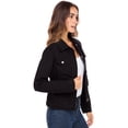 thumbnail image 2 of Women's Classic Denim Jacket– Button-Up, Long Sleeve, Casual Jean Coat with Chest Pockets Black L, 2 of 6