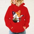 thumbnail image 5 of Sudadera con capucha y estampado de gato Ramen para mujer, moda de otoño, para deportes de ocio, 5 of 5