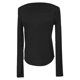 thumbnail image 4 of MHFRRA Camiseta Básica de Punto Acanalado para Mujer, Cuello Cuadrado, Manga Larga, Moda de Otoño, Informal, Elástica, Cómoda, para Niñas y Adolescentes Negro, 4 of 4