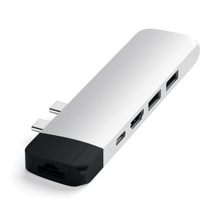 Satechi - Type-C Pro Hub Adapter with Ethernet - 4K HDMI, USB-C PD, Gigabit Ethernet, USB 3.0, Micro SD Card Slot - Space Gray