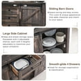 thumbnail image 5 of OKD Farmhouse Sideboard Buffet Cabinet with Storage, 60" Large Kitchen Cabinet w/Sliding Barn Doors and 4 Drawers, 31.2'' Tall Rustic Wood Coffee Bar Table for Dining Room, Dark Rustic Oak, 5 of 6