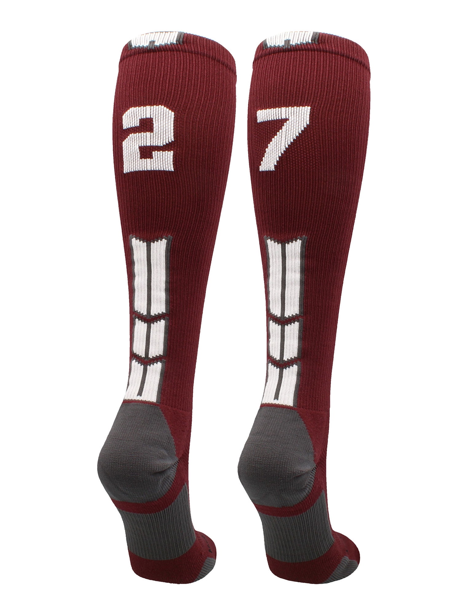 Player Id Number Socks Over the Calf Maroon White (#27, Large) - #27 ...