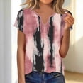 thumbnail image 3 of AUNVITO Women's Casual Fashion T-Shirt Short Sleeve V Neck with All-Over Print for Spring Summer, 3 of 6