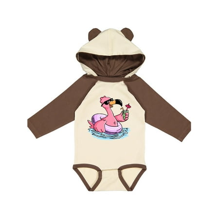 

Inktastic Flamingo with Sunglasses Pool Float and Drink Gift Baby Boy or Baby Girl Long Sleeve Bodysuit