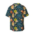 thumbnail image 2 of KLL Blue Floral Print Men's Shirt Short Sleeve Button Down Summer Cuba Beach Shirts- 3X-Large, 2 of 7