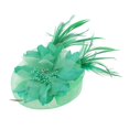 thumbnail image 4 of GUOOL Lady Feather Fascinator Hat Hairband Wedding Costume Green, 4 of 8