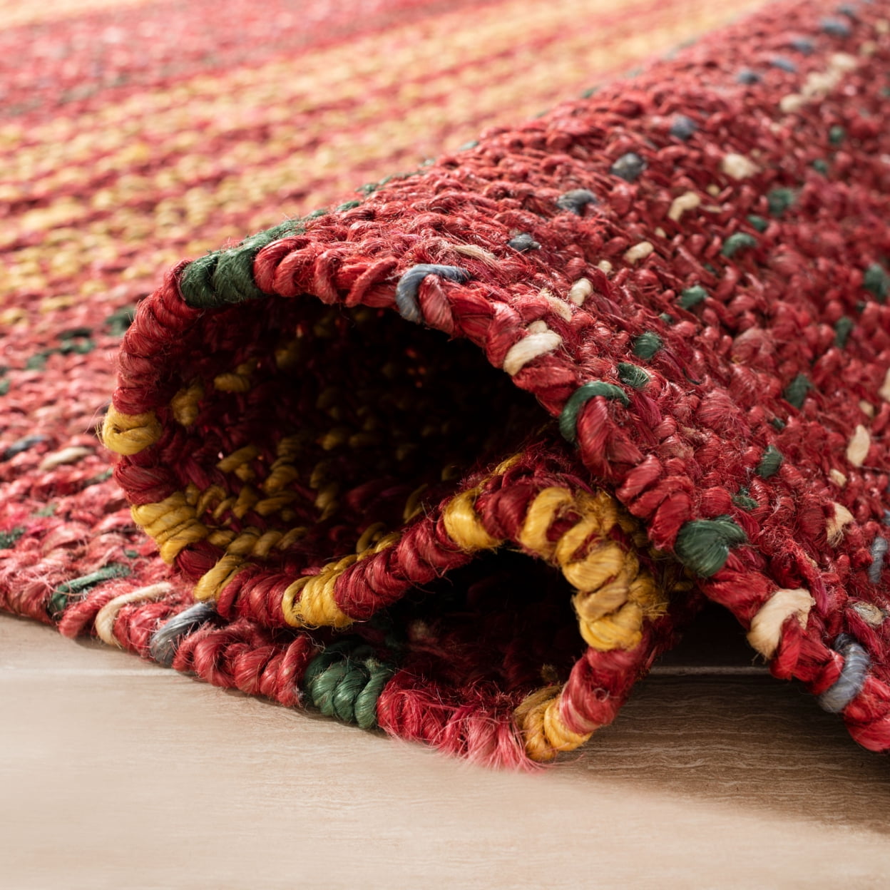 SAFAVIEH Natural Fiber Ombre Striped Jute Runner Rug, Red/Gold, 2'6" x 8'