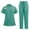 03-Mint Green, variant on Scrub Sets for Woman Solid Color V-Neck Short Sleeve Long Pants Nurse Uniform with Pock Mint Green XXL