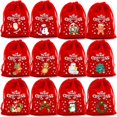 thumbnail image 1 of Lote de 5 bolsas de terciopelo con motivos navideños, de 9 x 12 x 15 x 20 cm, pequeñas bolsas de regalo con cordón para dulces navideños, bolsas de embalaje para joyería (5 rojas al azar, 15 x 20 cm), 1 of 1