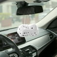 thumbnail image 2 of White Fuzzy Dice for Rear View Mirror, Pair of 2.75" Plush Dice Retro Hanging Ornaments Car Interior Rearview Mirror Decor Accessories (White), 2 of 13