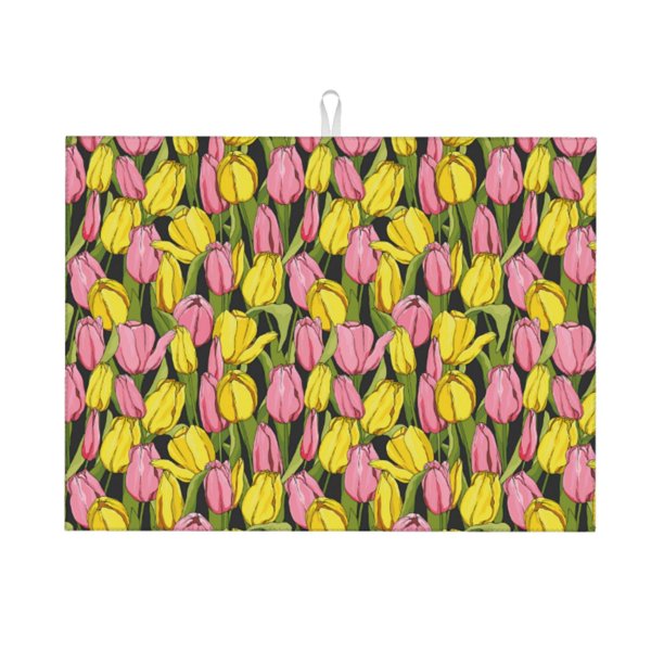 Balery Tulips Flowers Alfombrilla de Secado para Cocina, 18x24 Pulgadas, Súper Absorbente para Platos y Encimeras