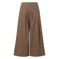 thumbnail image 5 of Womens Pants Wide Leg Skirt Pants Semi Elastic High Waist Effect Coffee Trousers Pants for Women M, 5 of 5