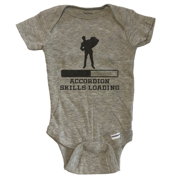 Accordion Skills Loading Funny Musician Humor Baby Bodysuit - Grey