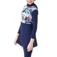 thumbnail image 2 of IBTOM CASTLE Kids Girls Muslim Swimsuit Long Sleeve Butterfly Flower Printed Islamic Swimwear Burkini Full Cover Cap Top Pants 3PCS Modest Bathing Suit 2-3 Years Deep Blue, 2 of 8