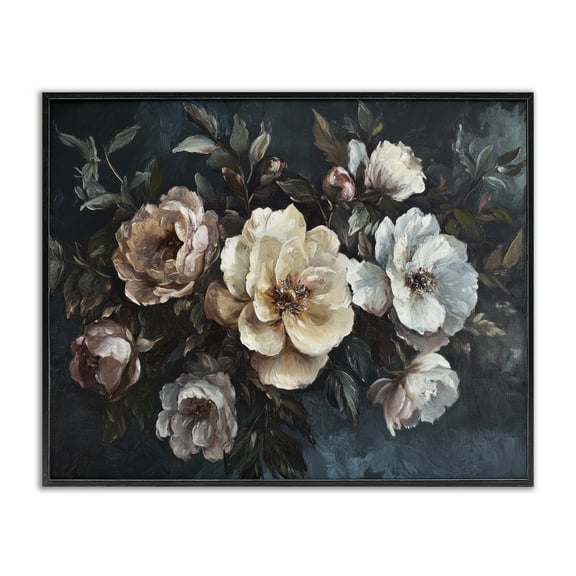 Stupell Industries Bold Vintage Blooms Plants & Flowers Painting Black Framed Art Print Wall Art, 14 x 11