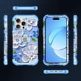thumbnail image 2 of CASEFIV for iPhone 15 Pro Case,Shockproof Rugged Heavy Duty Cute Colorful Flower Floral Design Protective for Girls Women Cover for Apple iPhone 15 Pro 6.1 inch,Acid Blue, 2 of 7