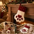thumbnail image 6 of Ratfeit Christmas Paw Shaped Pet Stocking, 15.3-Inch, Red Black Buffalo Plaid, With Hanging Loop, Holiday Mantel Decor, Pet Treat Gift Bag for Puppy Kitten, 6 of 8