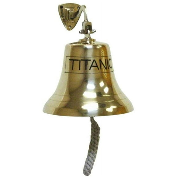 Solid Brass Engraved Bracket Bell "TITANIC" II - Nautical Decor