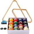 thumbnail image 1 of Billiard Balls Set, Pool Table Triangle Ball Rack and 9-Ball Diamond Rack (Wood), 5 Cue Chalks and 2 Table Spot Stickers - Pool Table Accessories, 1 of 4