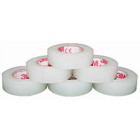 3M Transpore Surgical Medical First-Aid Plastic Tape 1/2" x 10 Yards Non-Sterile (6 Rolls)