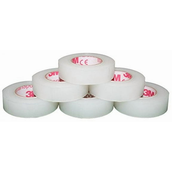 3M Transpore Surgical Medical First-Aid Plastic Tape 1/2" x 10 Yards Non-Sterile (6 Rolls)