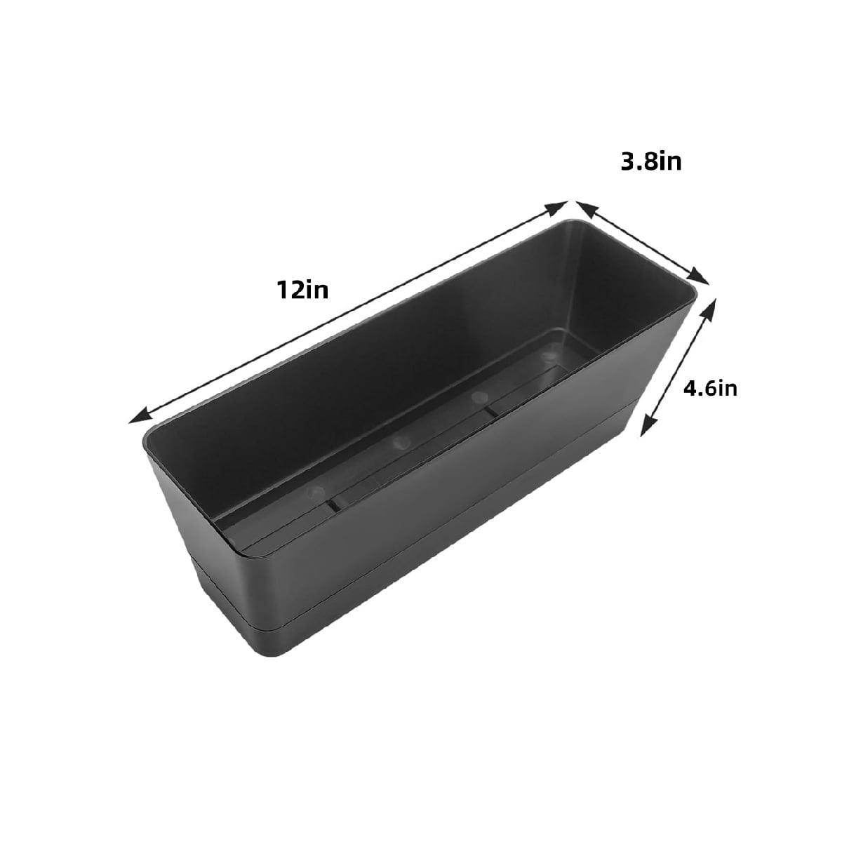 Herb Rectangle Planter,1Pc Self Watering Planter Pot for Deck,Window Boxes with Drainage Holes for Garden,Window,Office Decor,Black
