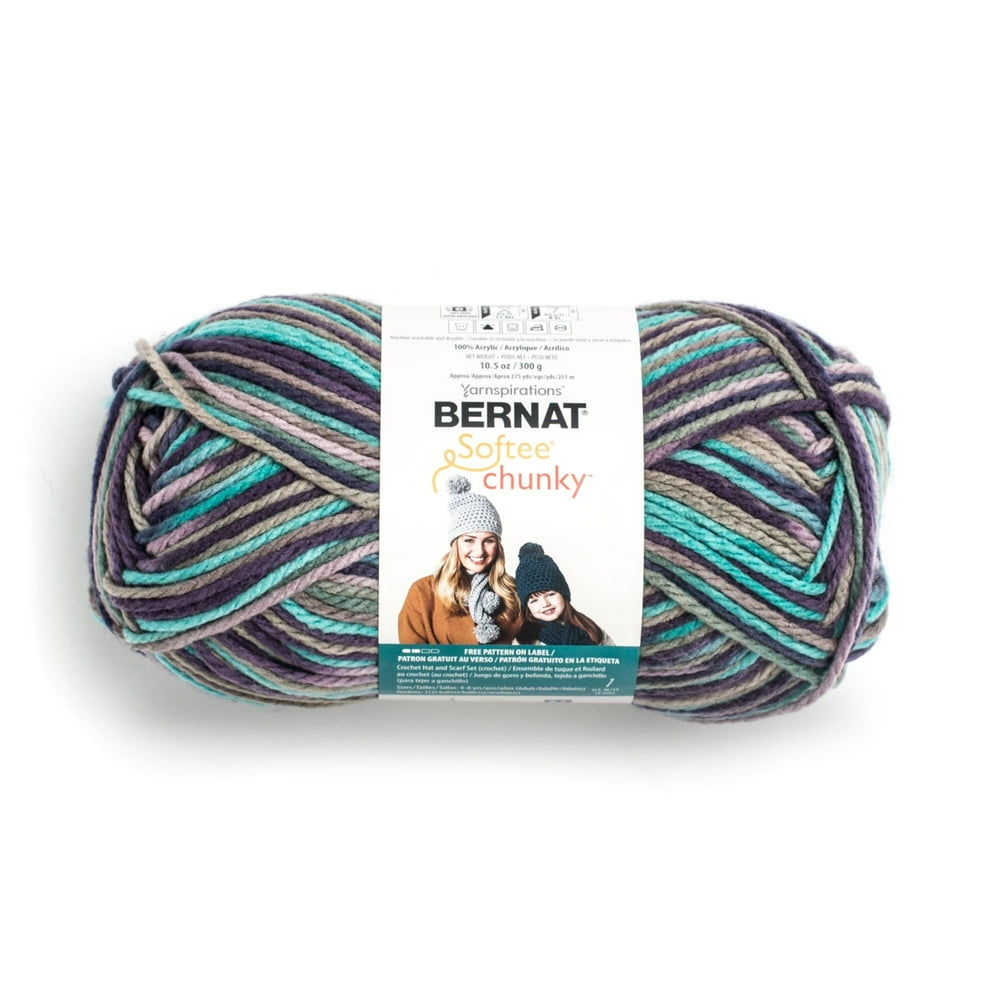 Bernat Acrylic Softee Chunky Ombres Yarn (300g/10.5 oz), Shadow Ombre