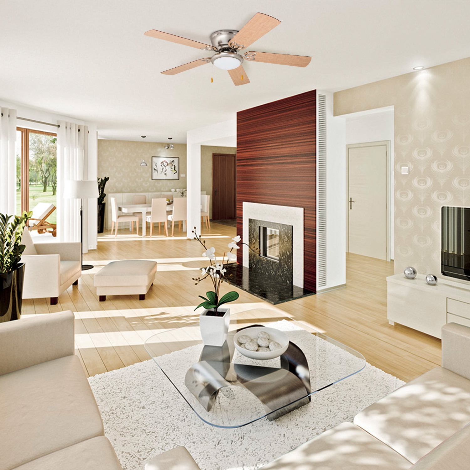Prominence Home Benton 52" Brushed Nickel Low Profile Ceiling Fan with Light