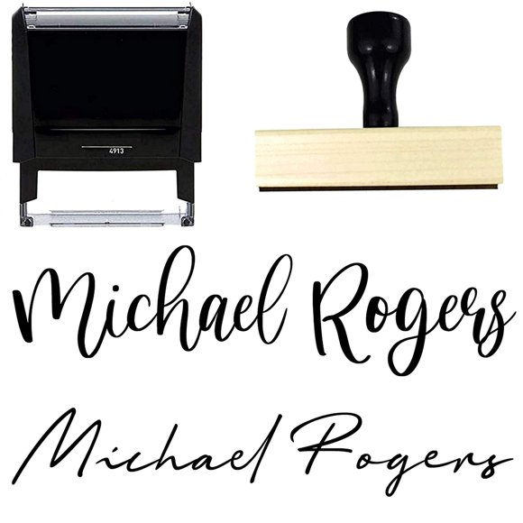 Custom Name Signature Stamp - 10 Font Options Self-Inking 1 or 2 Line Stamper with Personalized Script Calligraphy Thank You Handmade Stamp (1 Line)