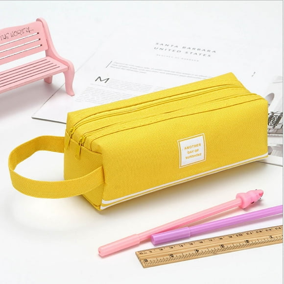 Dvkptbk Pencil Case School Supplies Portable Large-Capacity Double-Layer Pencil Case Solid Color Pencil Case Lightning Deals of Today - Summer Savings Clearance - Back to School Supplies on Clearance