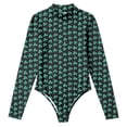 thumbnail image 7 of Kcolen Mesh Top for Women St. Patrick‘s Day Shamrock Print Stylish Sheer Fitted Triangle Jumpsuit Plus Size Long Sleeve Clothes, 7 of 7