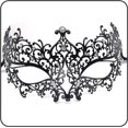 thumbnail image 4 of Máscara de mascarada con corte láser de metal para mujer, fiesta veneciana, media cara, máscara de diamante de metal negro, fiesta de bola de 17*12cm, 4 of 5
