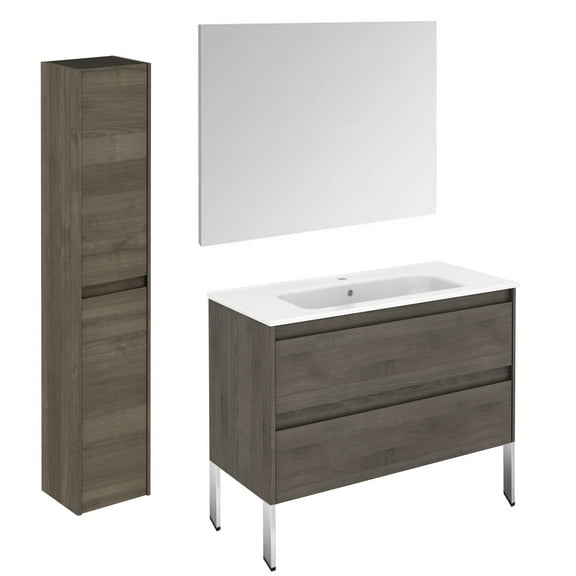 Ws Bath Collections Ambra 100F Pack 2 Ambra 40" Free Standing Single Basin Vanity Set -