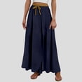 thumbnail image 4 of Womens Wide Leg Everyday Skirts High Rise Comfortable Fit Midi Casual Skirt Dark Blue L, 4 of 7