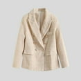 thumbnail image 2 of YDFCWXW Women's Double Blazers Notch Lapel Business Casual Long Sleeve Open Front Blazer Jackets Work Suits Beige, M, 2 of 3