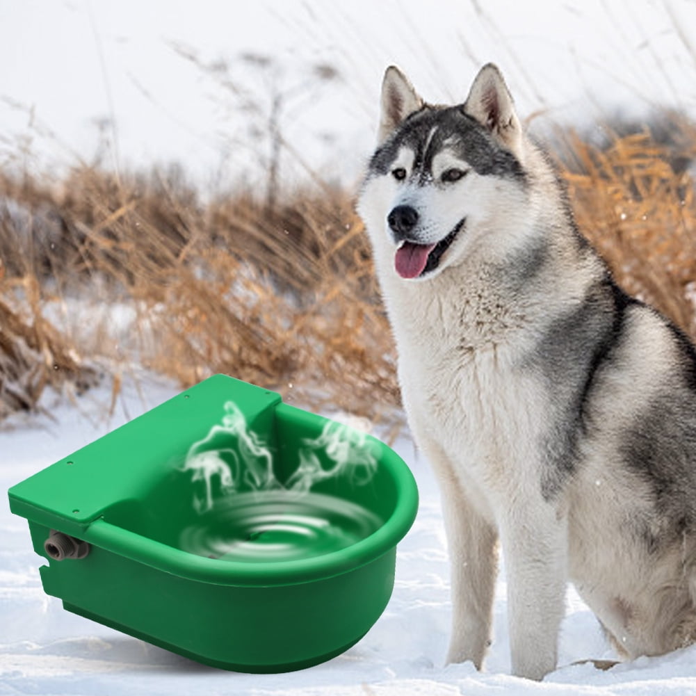 Automatic Heated Dog Waterer Bowl Feeder Constant Temperature Dispenser 3L Outdoor Thermal Bowl with Float Ball Valves for Pet Dog Horse Cattle Goat Sheep (Green)