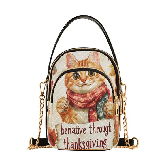 YAZAOO Cross Body Fashion Shoulder Waist Purse Bags Cute Orange Cat Pocket Handbags