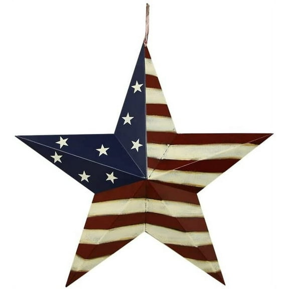 Patriotic Metal Barn Star Wall Decor, 12inch Hanging Country Rustic Metal Star for July 4th Decoration